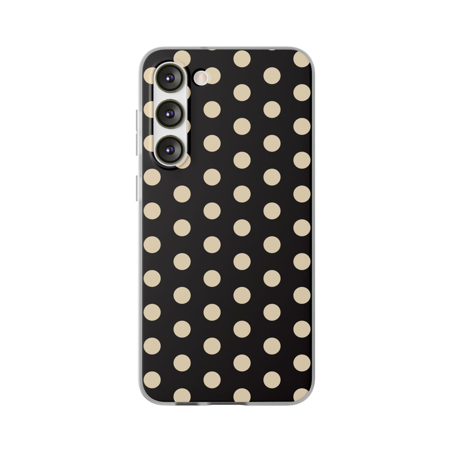 Black & Cream Retro Polka Dot Flexi Case for Apple iPhone, Samsung Galaxy.