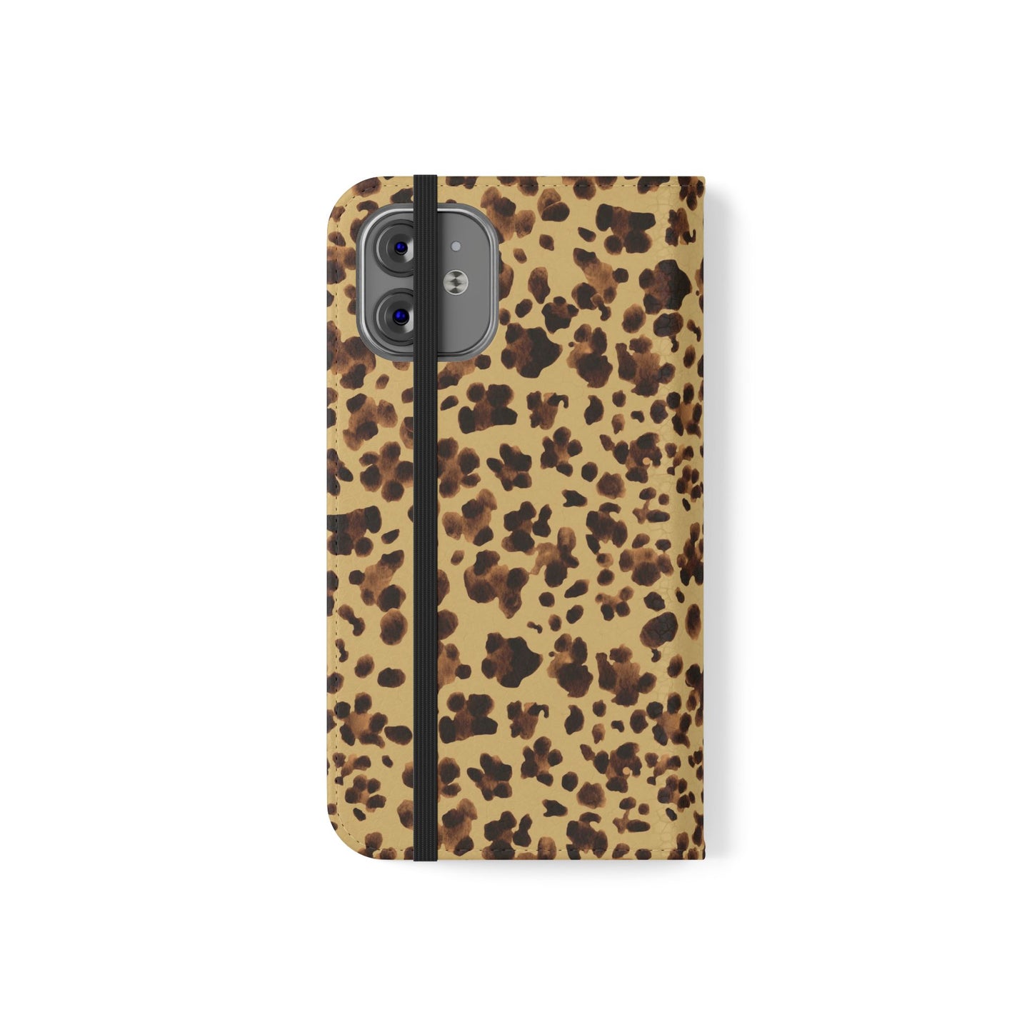 Leopard Print watercolour Flip Phone Case - Stylish Wallet Folio Cover with Card Slots