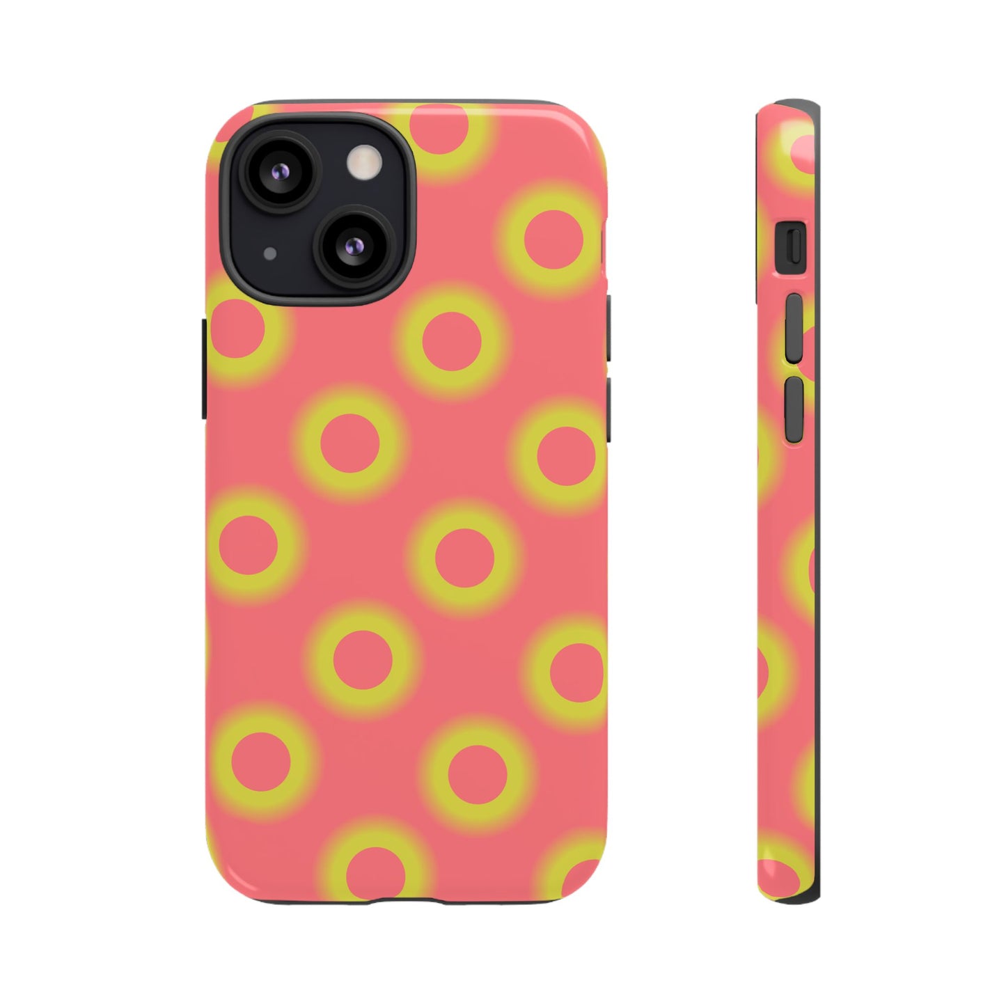 Neon Polka Dot Phone Case — Retro Pink & Lime Protective Cover