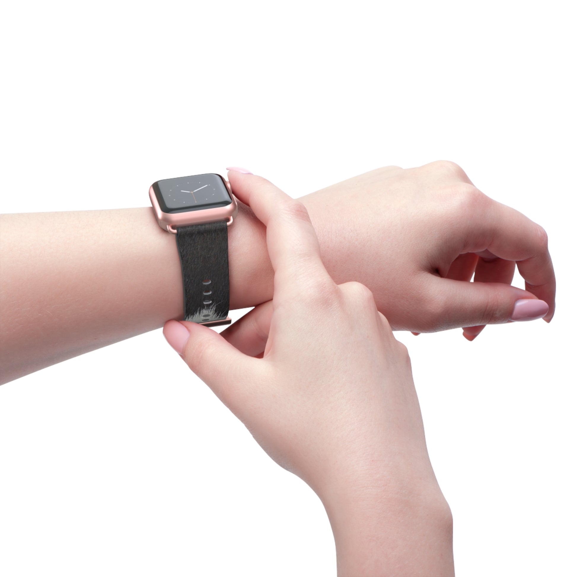 Cow Hide Watch Band for Apple Watch in faux-leather, luxury accessory with stainless steel buckle, everyday wear