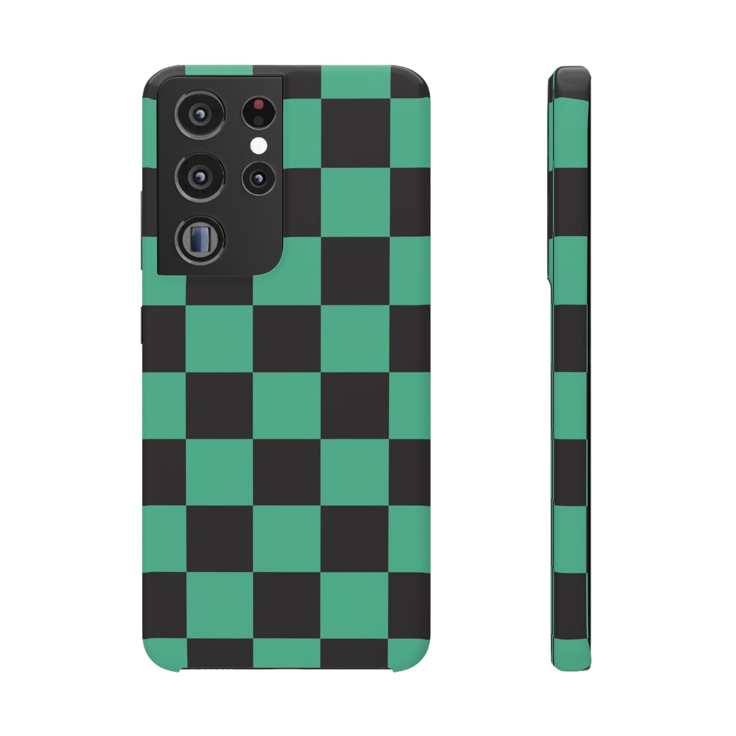 Checkered Teal Snap Case — Black & Teal Phone Cover