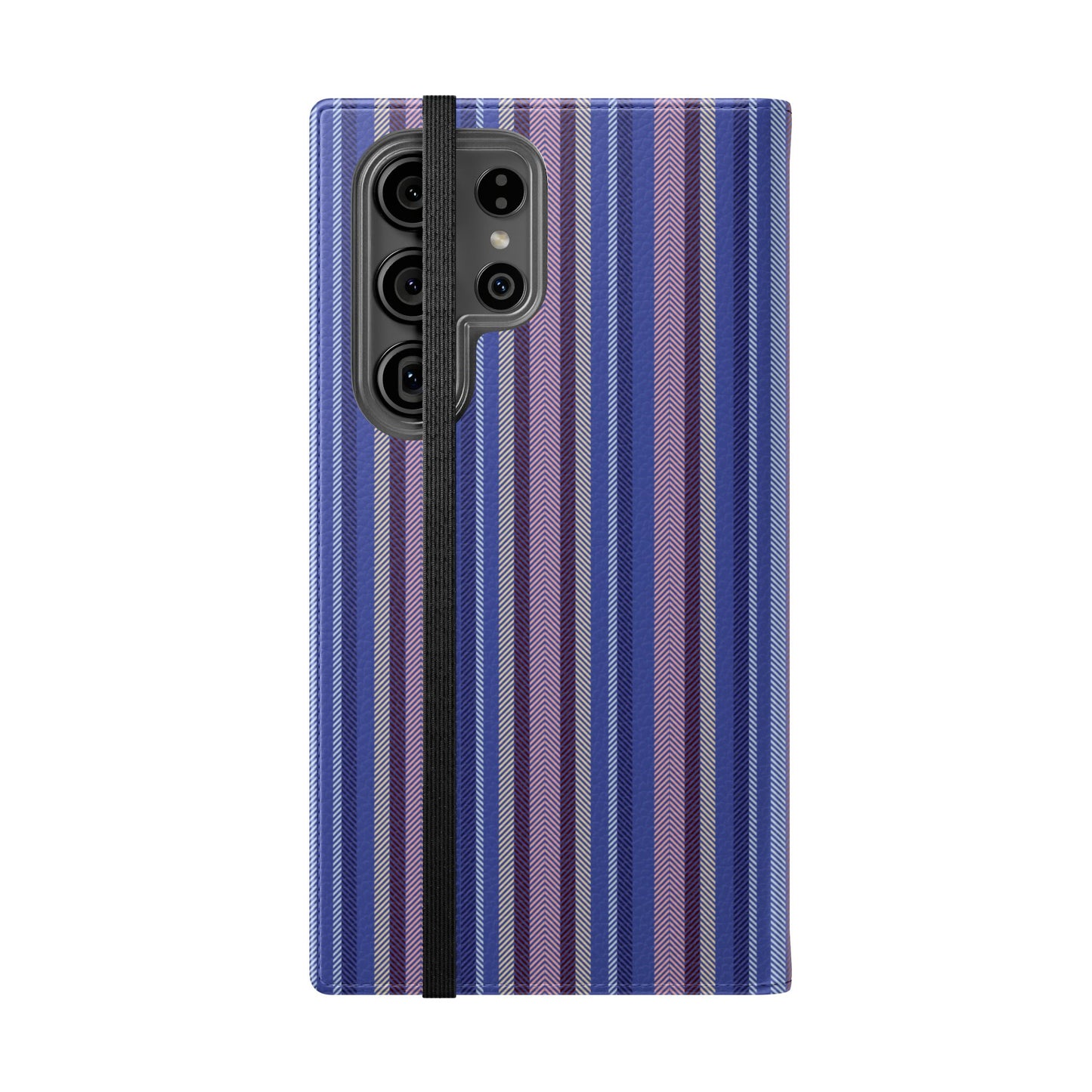 Striped Blue Flip Phone Case — Wallet Folio Phone Cover