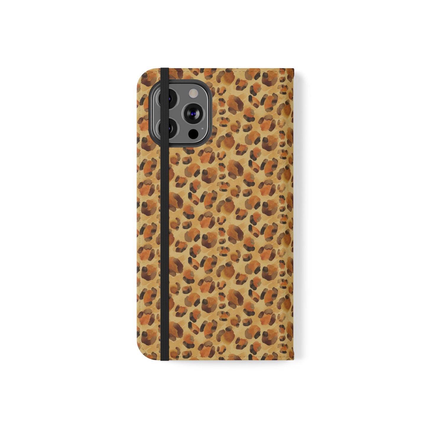 Leopard Print Flip Phone Case — Cardholder Wallet Folio