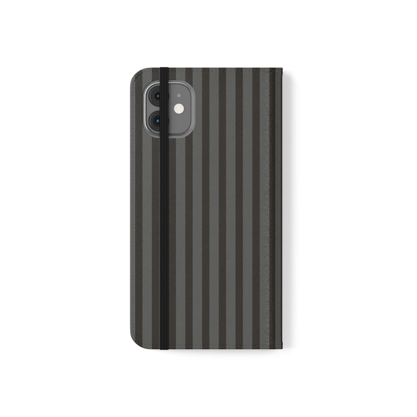 Striped Gray Flip Phone Case — Wallet Flip Case with Card Slots