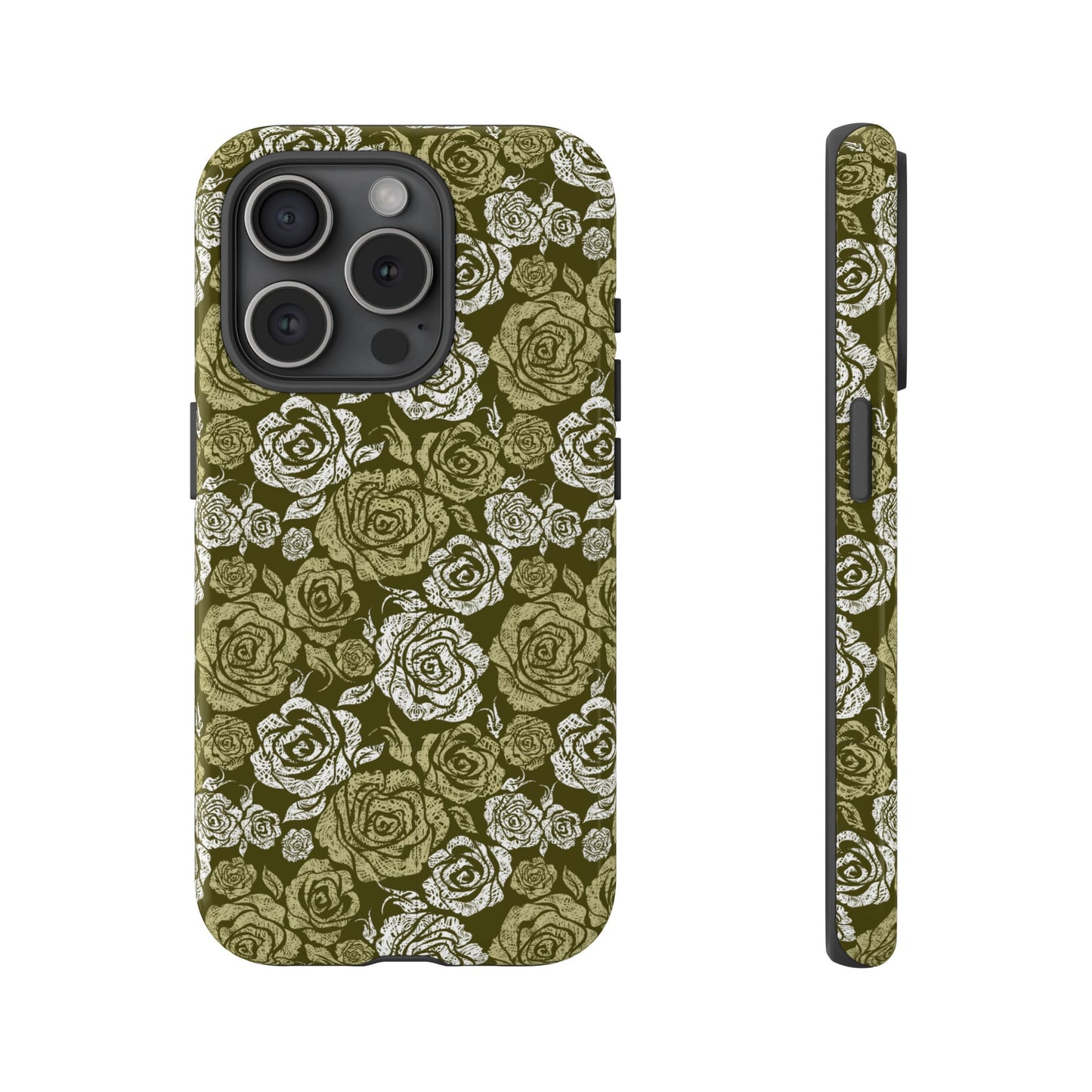 Floral Olive Rose Pattern Tough Phone Case