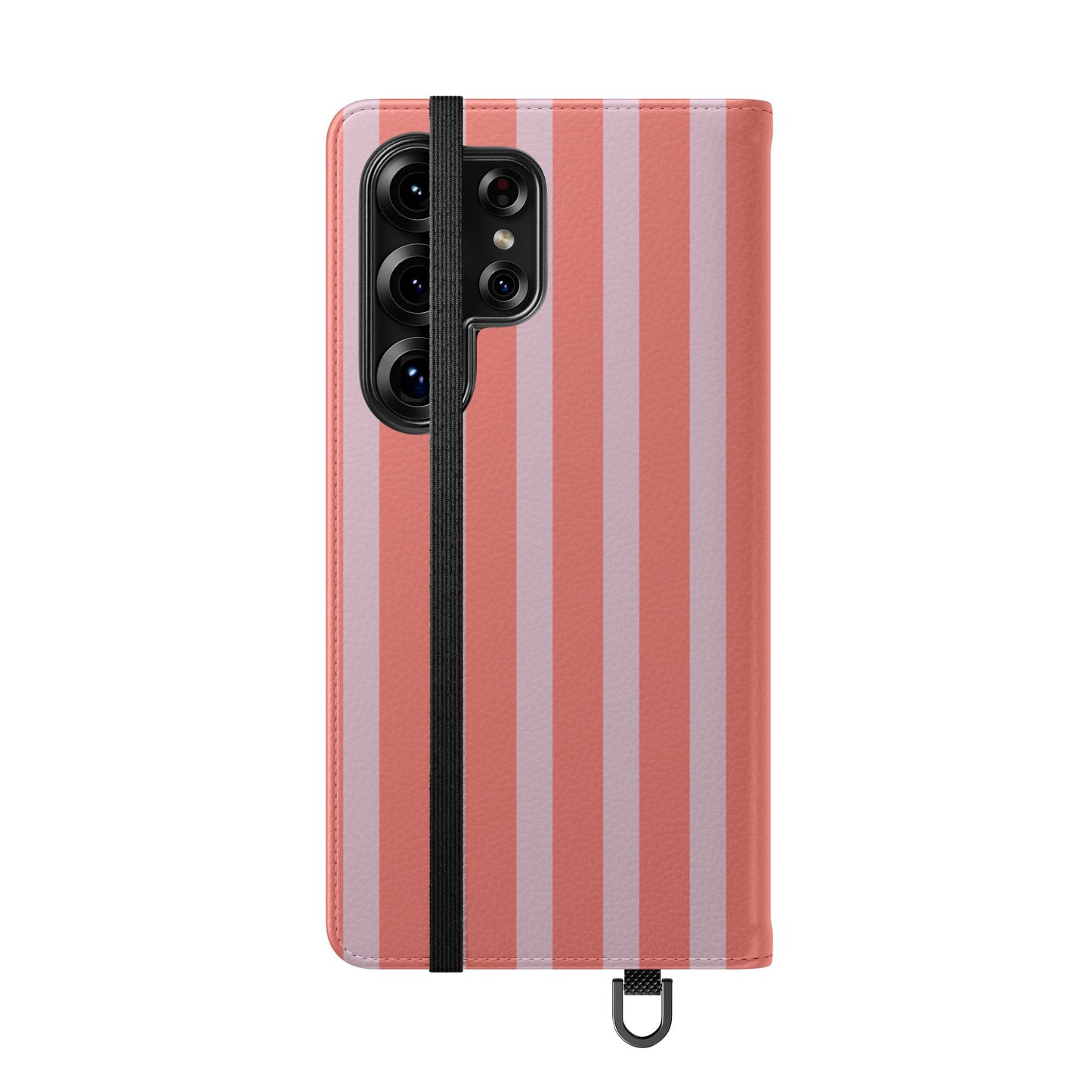 Striped Flip Phone Case — Pink & Coral Vertical Stripe Wallet Cover