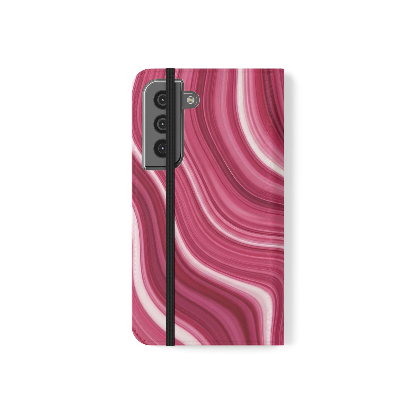 Pink Marble Swirl Flip Case — Wallet Phone Cover with Card Slots