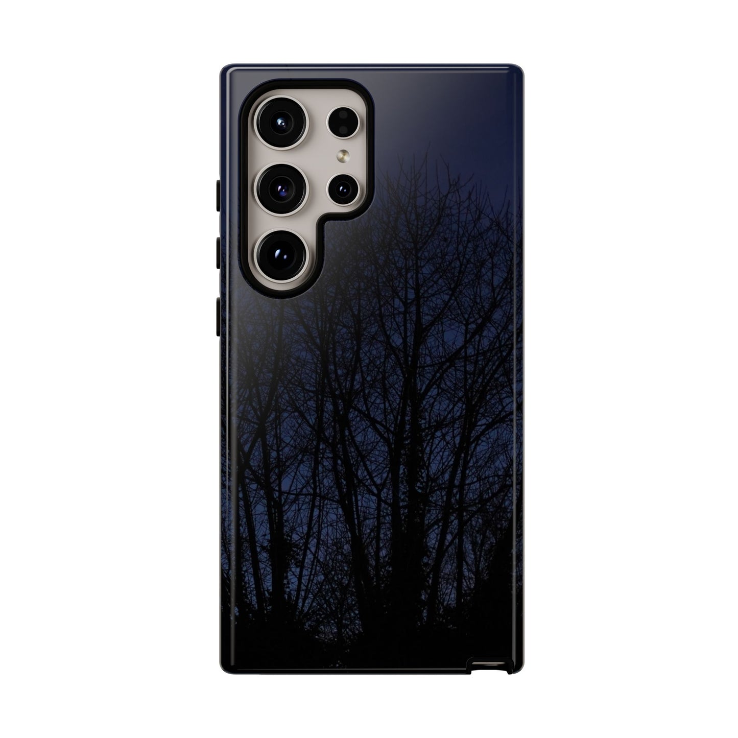 Night Forest Phone Case — Dark Tree Silhouette Protective Tough Case