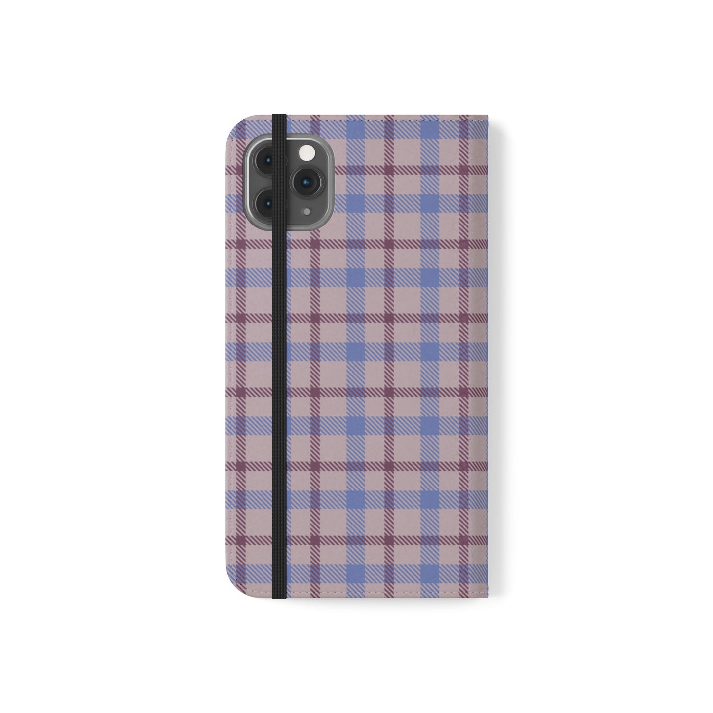 Tartan Flip Phone Case — Blue & Purple Plaid Wallet Cover