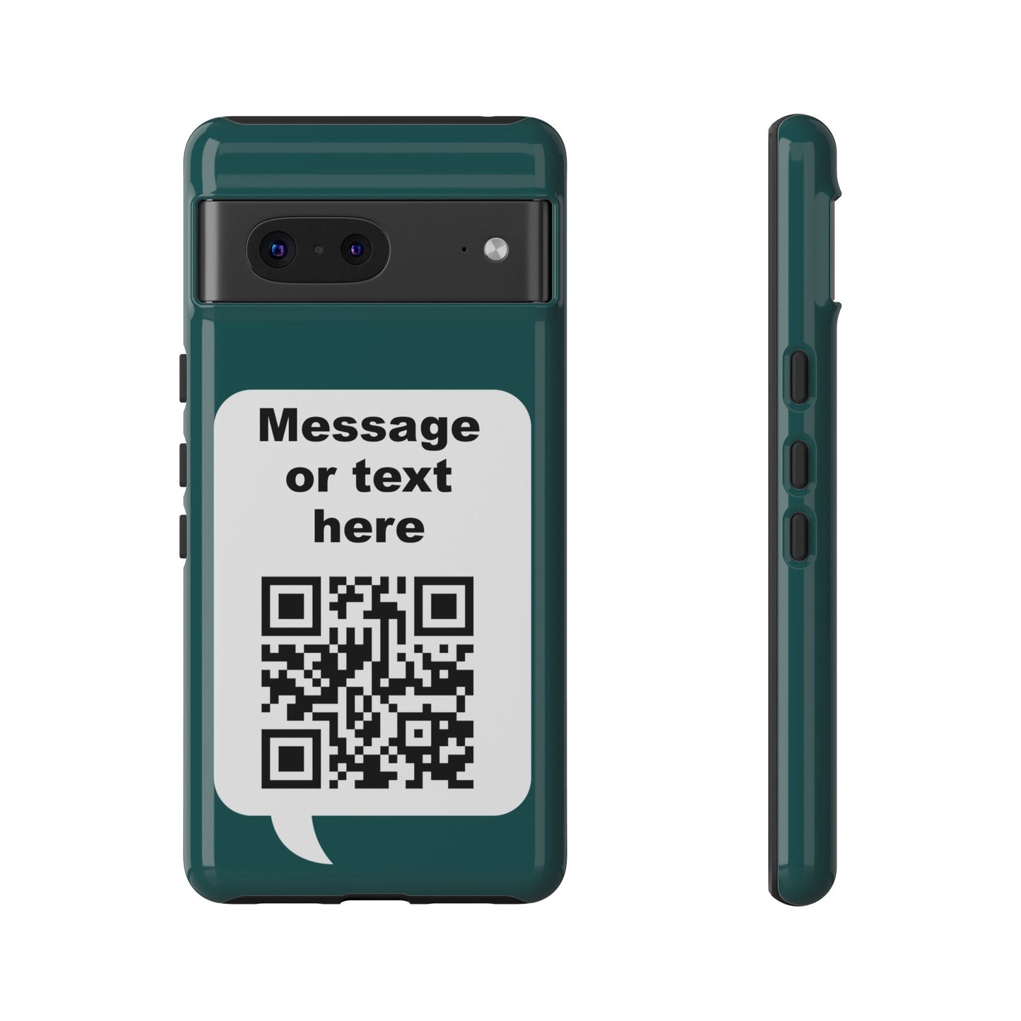 Custom QR Code Tough Phone Case — "Custom text" Contact Case