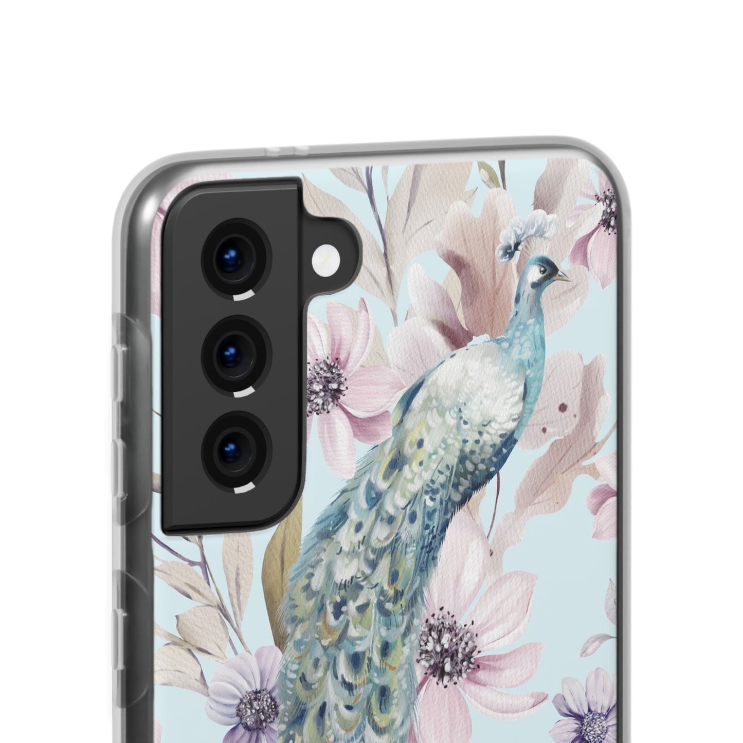 Peacock Floral Phone Case — Pastel Watercolor Bird Slim Case