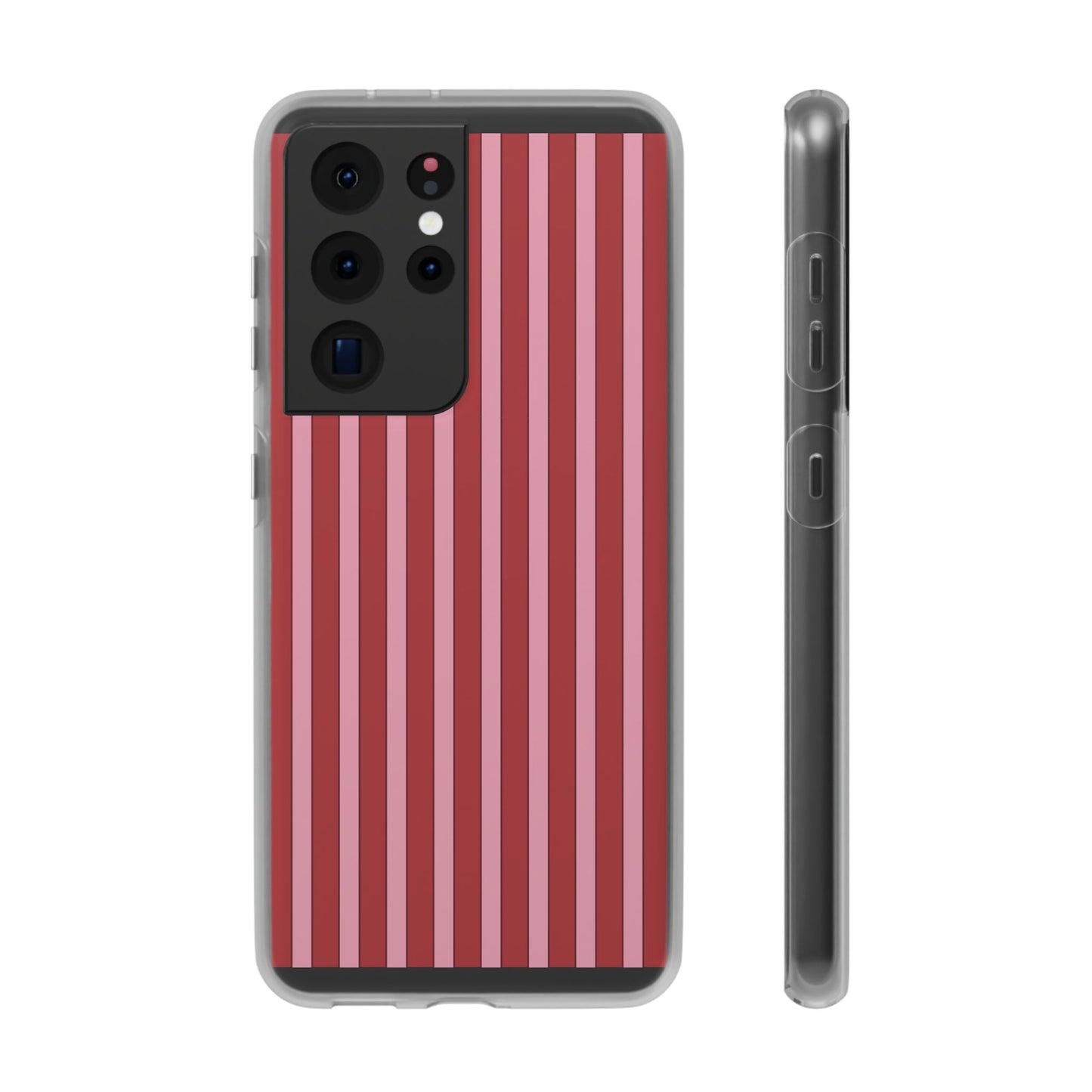 Red Vertical Stripe Protective Flexi Case for Apple iPhone, Samsung Galaxy.