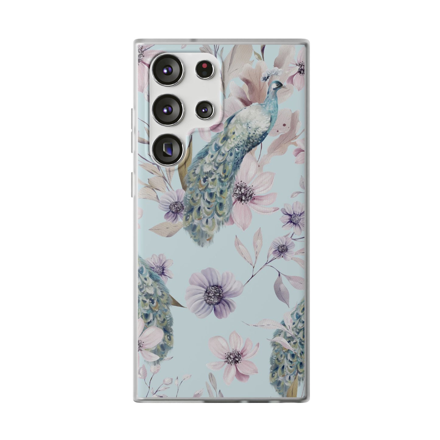 Peacock Floral Phone Case — Pastel Watercolor Bird Slim Case