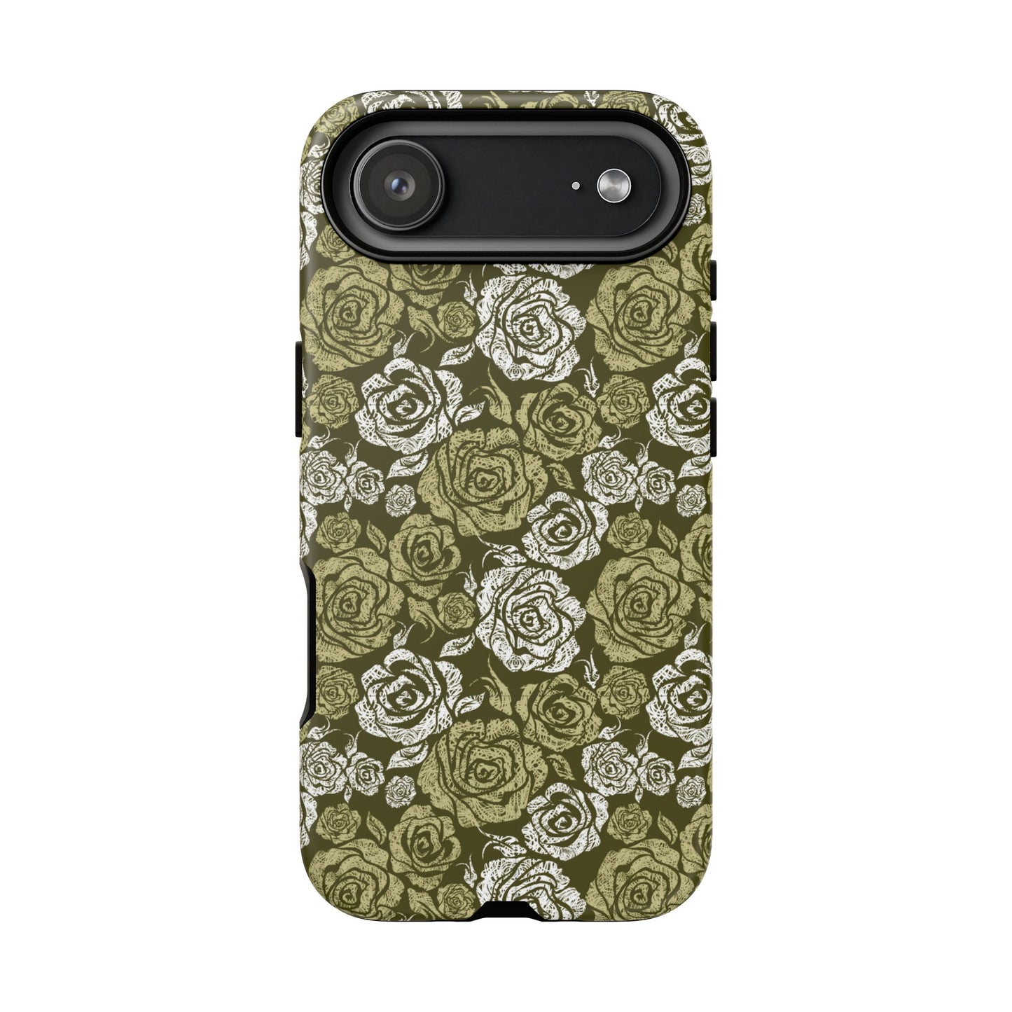 Floral Olive Rose Pattern Tough Phone Case