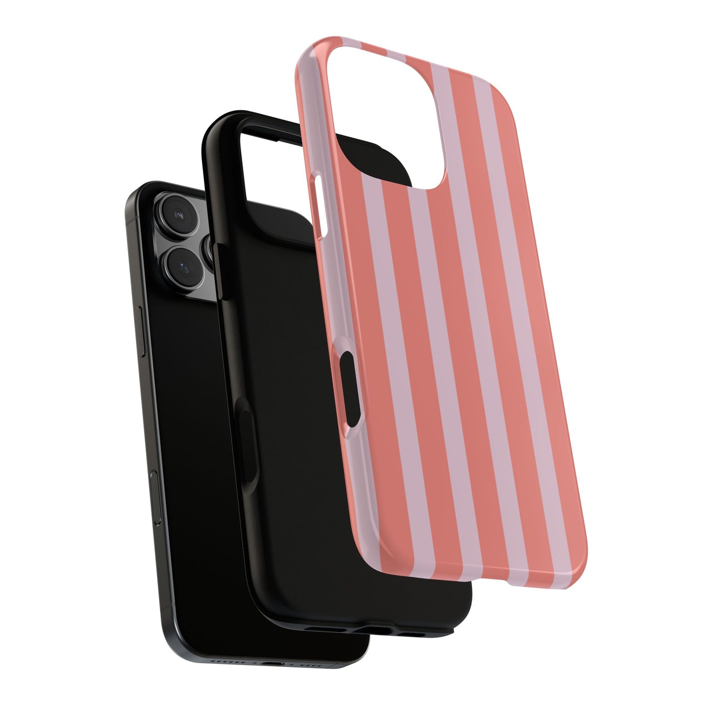 Pink Striped Tough Phone Case — Durable Protective Cover