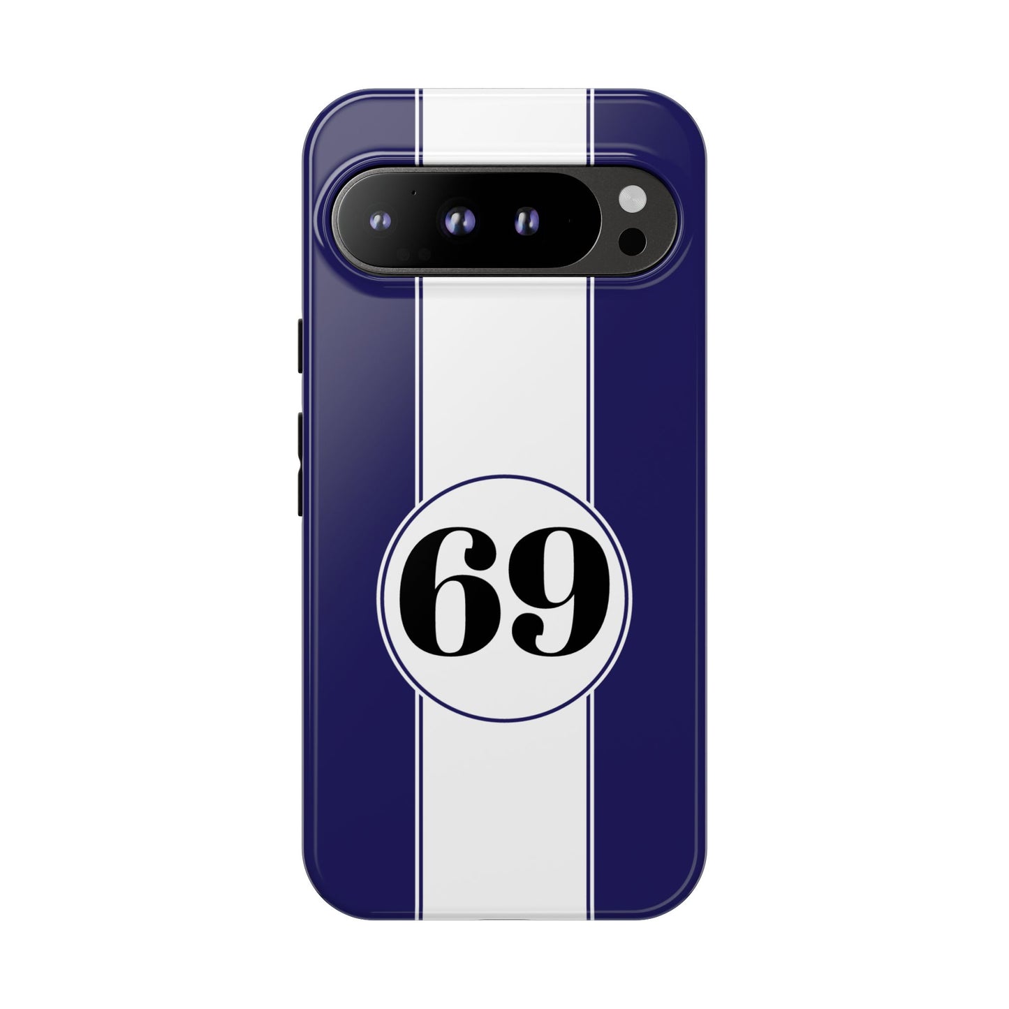 Custom Number Racing Stripe Tough Phone Case for Apple iPhone, Samsung Galaxy and Google Pixel.