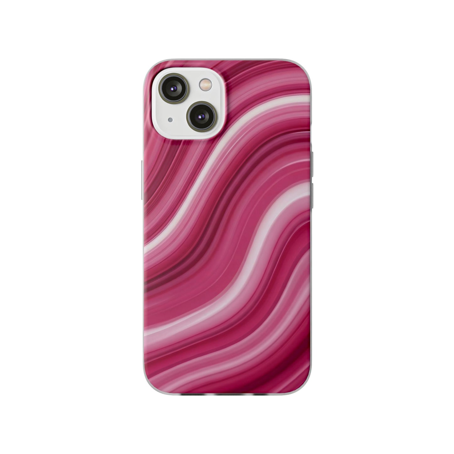 Pink Marble Wave Phone Case — Abstract Swirl Flexi Case for Apple iPhone, Samsung Galaxy.