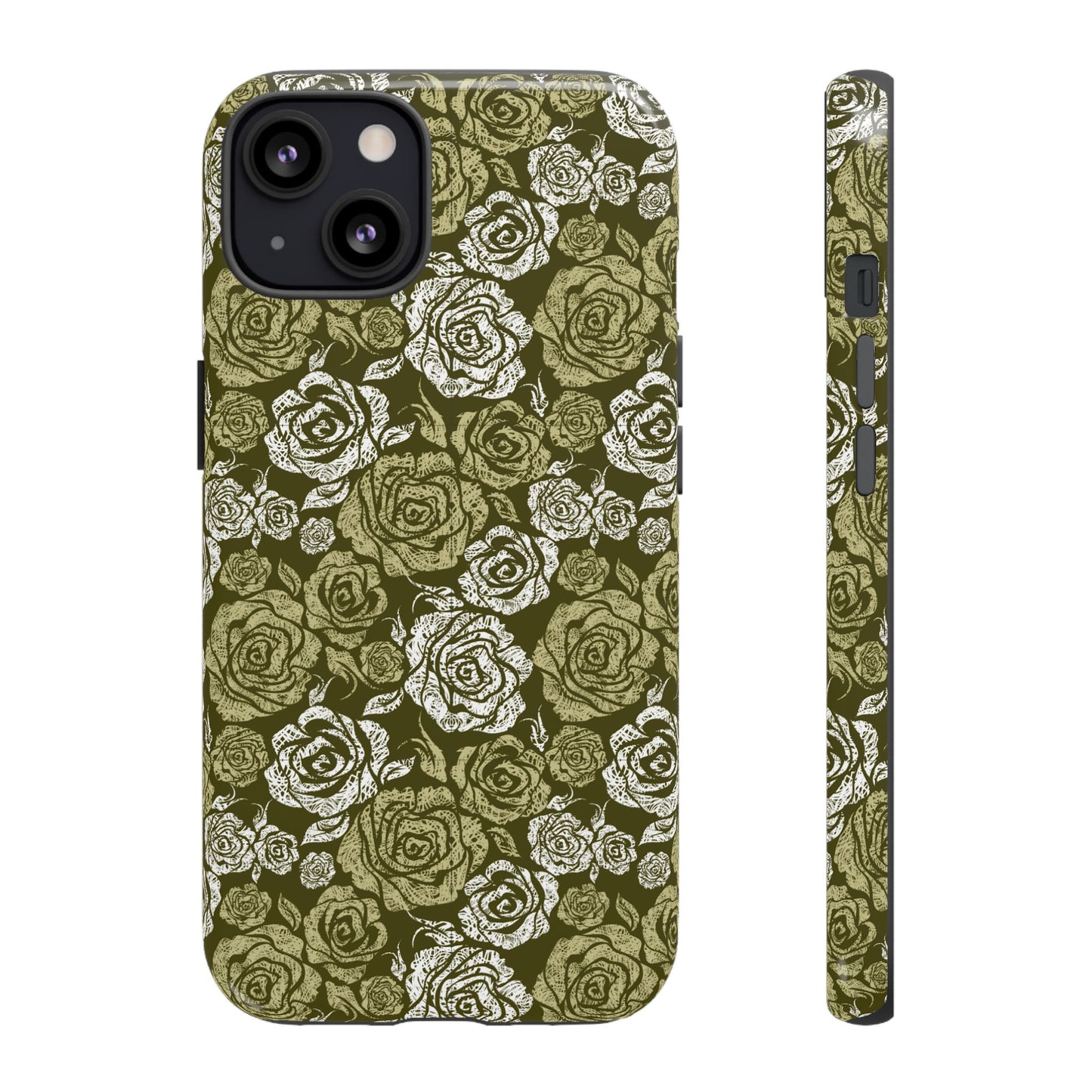 Floral Olive Rose Pattern Tough Phone Case