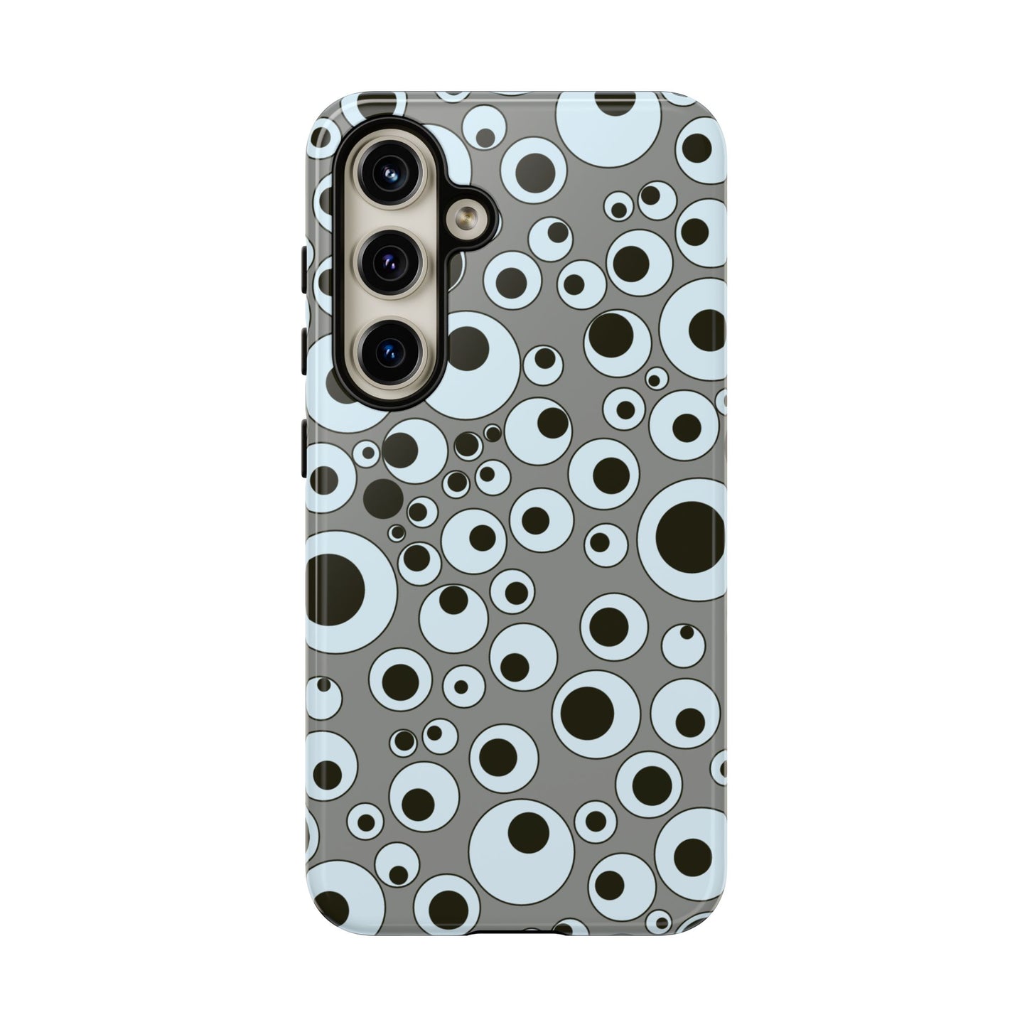 Bubble Pattern Tough Phone Case – Grey Retro Polka-Dot Design