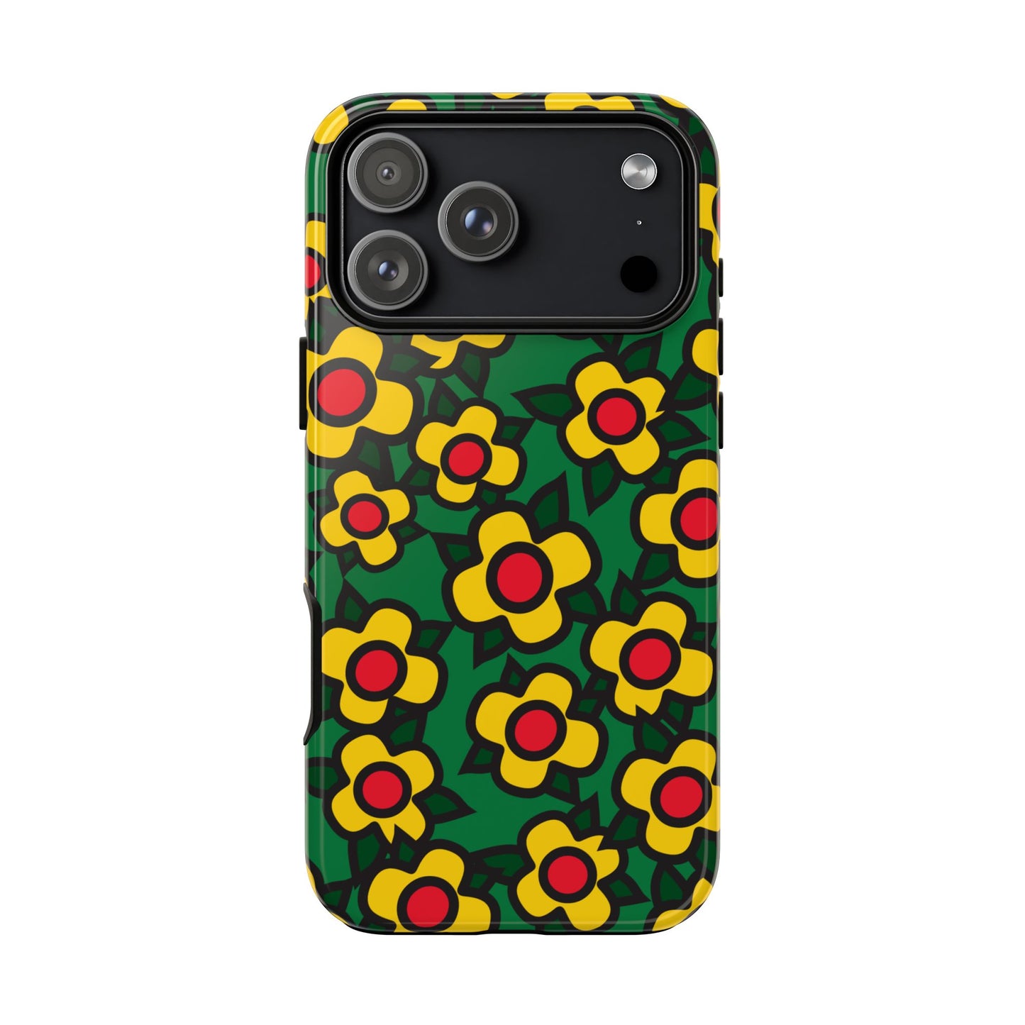 Floral Pop Tough Phone Case — Retro Yellow Red Flower Pattern