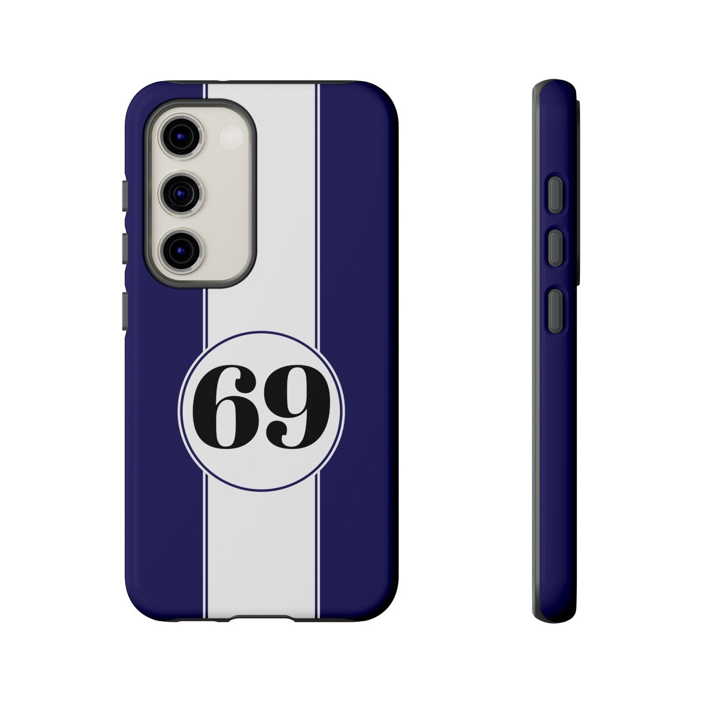 Custom Number Racing Stripe Tough Phone Case for Apple iPhone, Samsung Galaxy and Google Pixel.