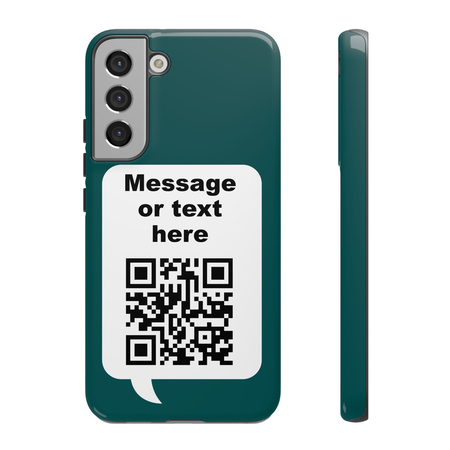 Custom QR Code Tough Phone Case — "Custom text" Contact Case