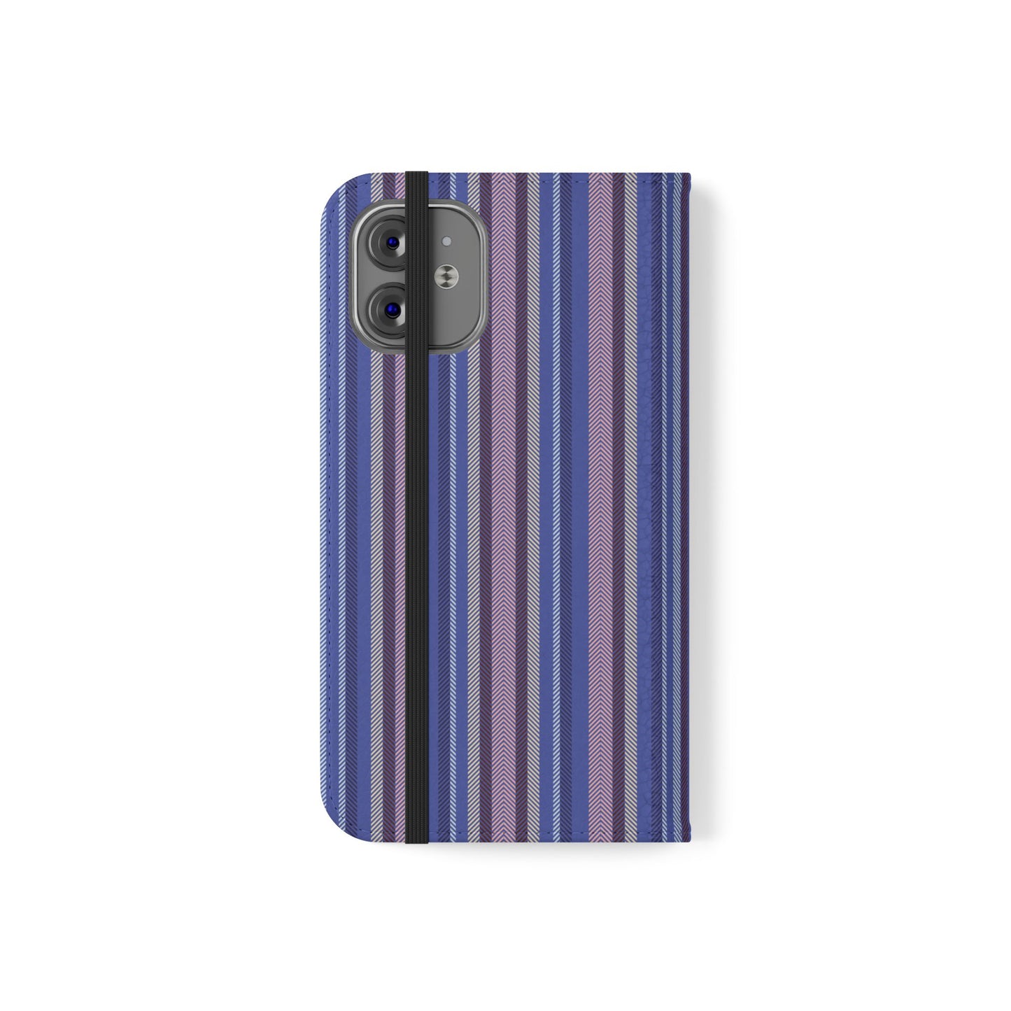 Striped Blue Flip Phone Case — Wallet Folio Phone Cover