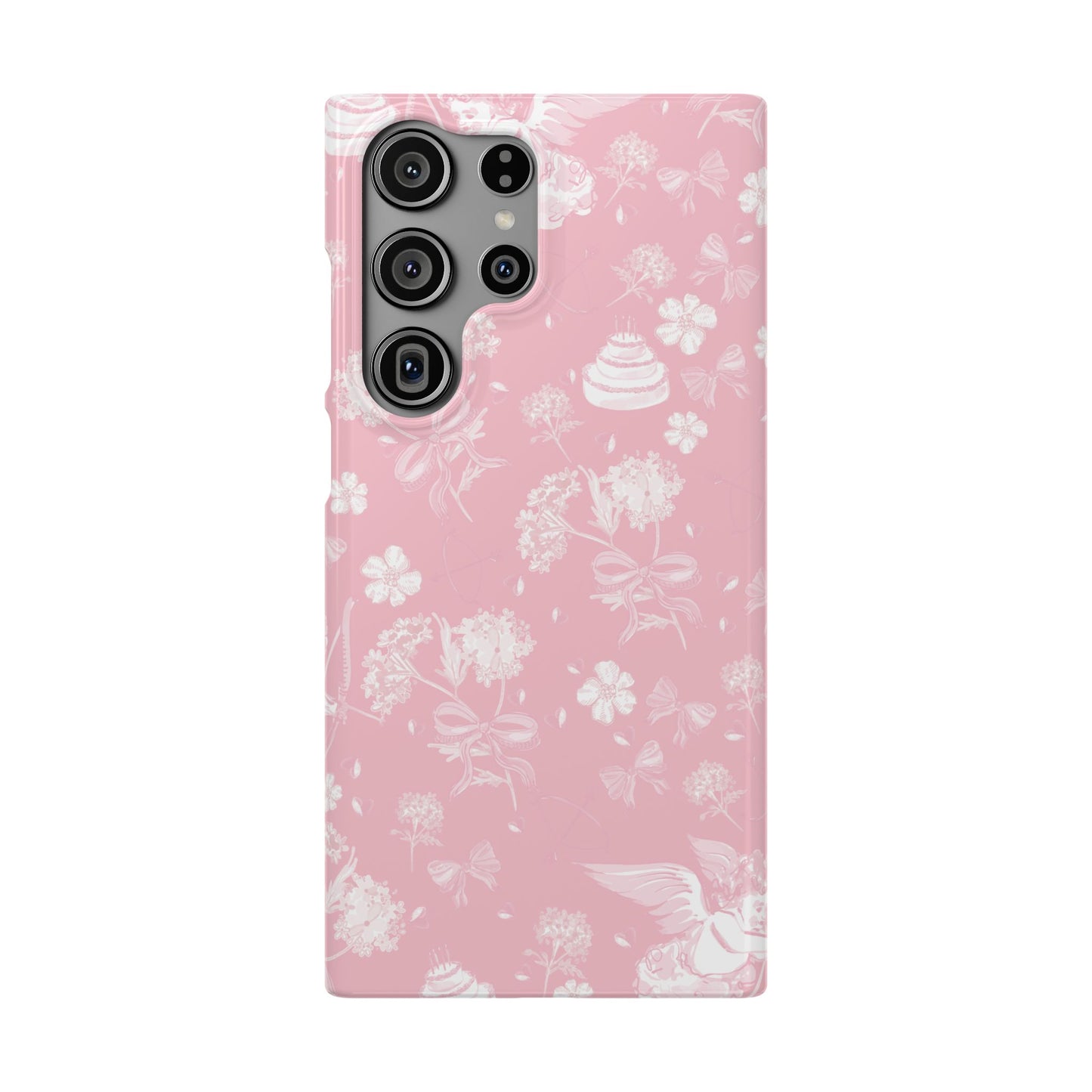 Pink Floral Slim Phone Case for Apple iPhone, Samsung Galaxy and Google Pixel.