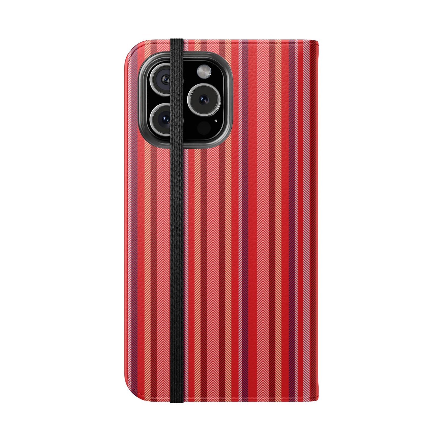 Red Stripe Flip Phone Case – Protective Wallet Folio with Card Slots