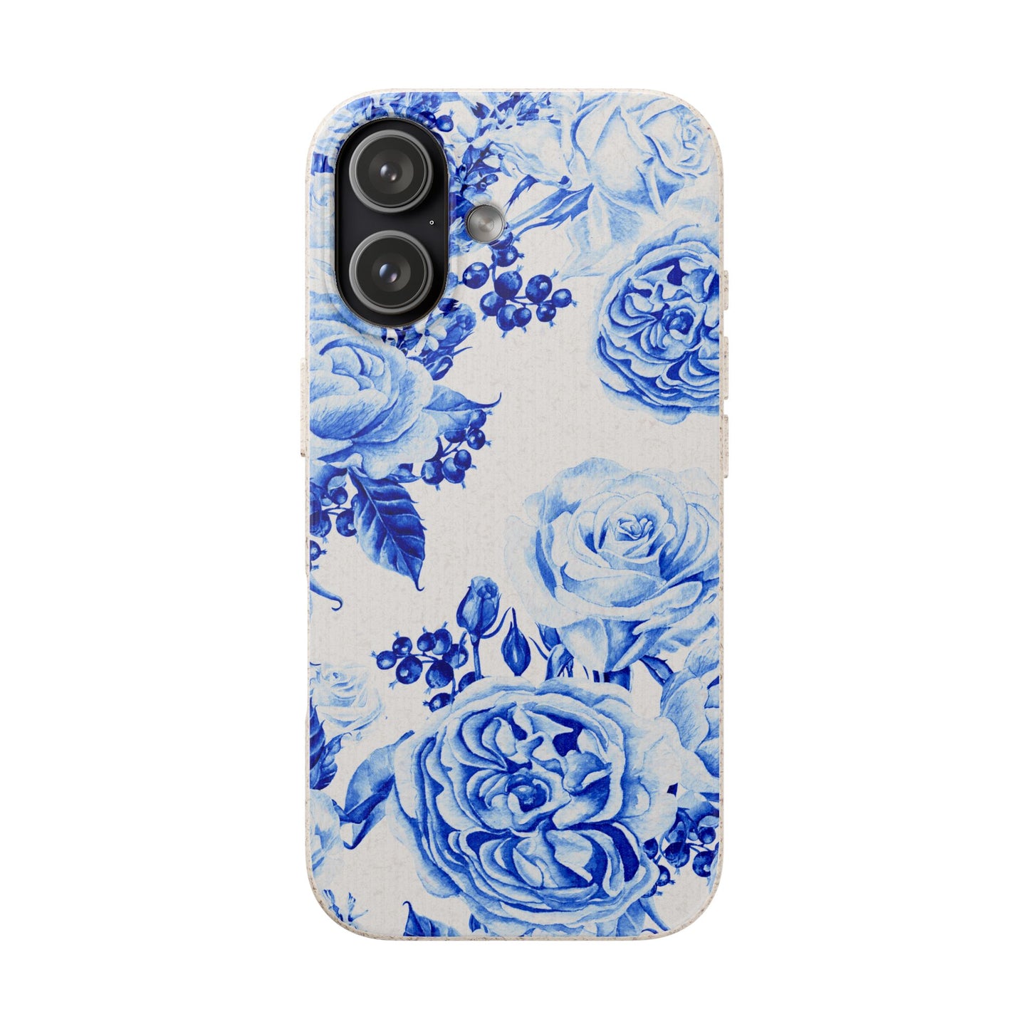 Blue Floral Biodegradable Eco-Friendly Phone Cover for Apple iPhone and Samsung Galaxy.