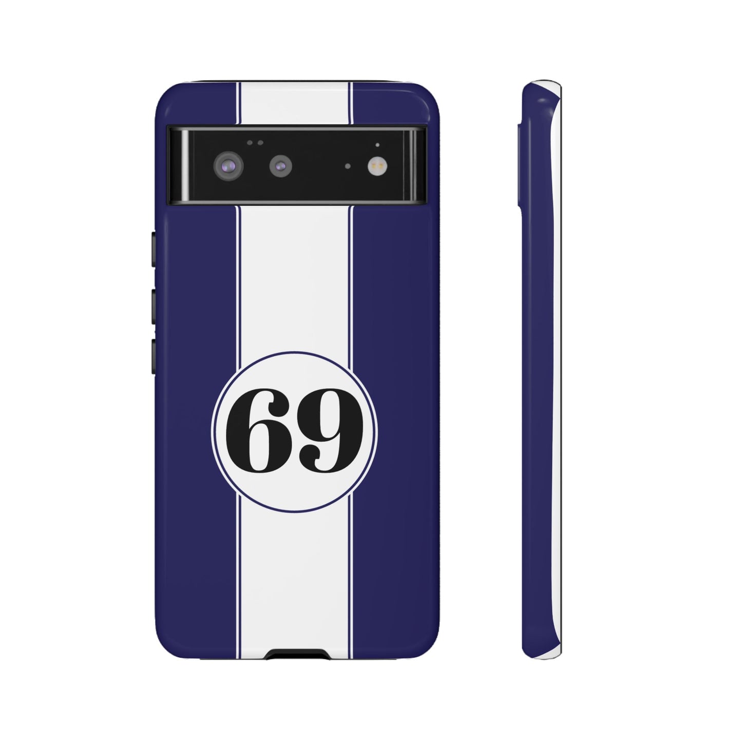 Custom Number Racing Stripe Tough Phone Case for Apple iPhone, Samsung Galaxy and Google Pixel.