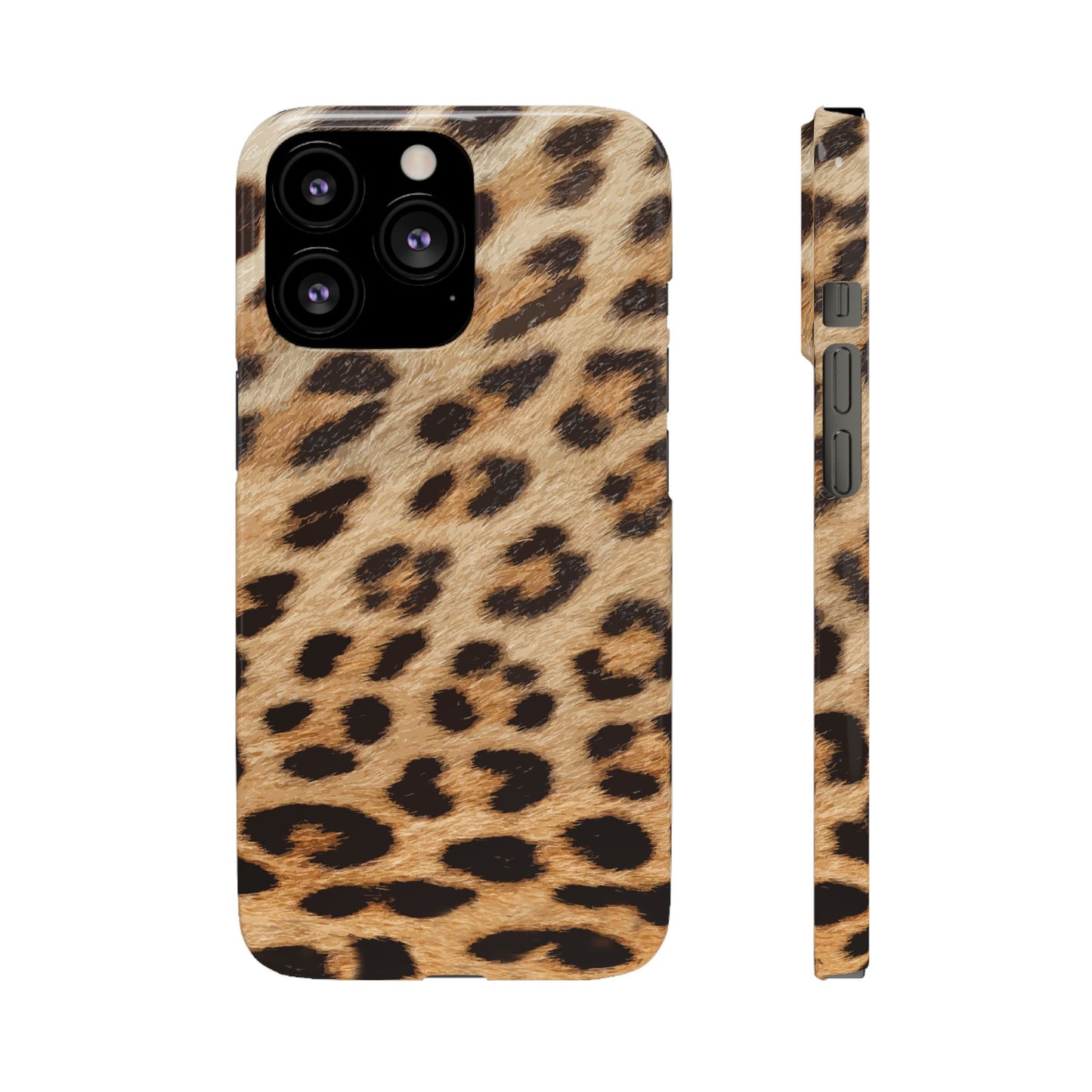 Leopard Print Slim Phone Case for Apple iPhone, Samsung Galaxy and Google Pixel.