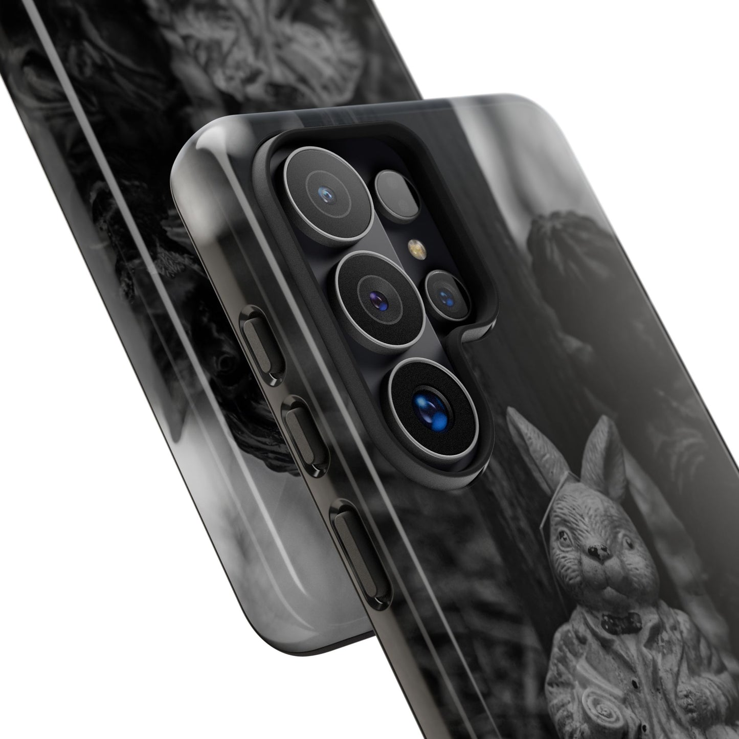 Vintage Gothic Bunny Tough Phone Case — Dark Garden Statue Protective Cover