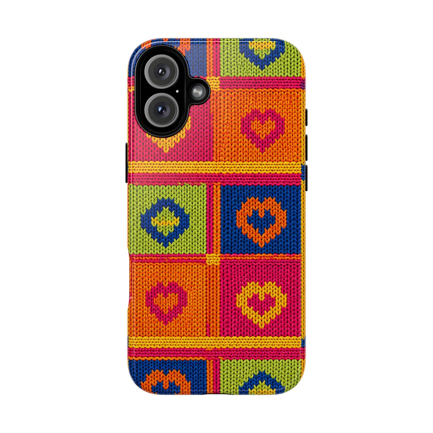 Retro Knit Pattern Heart Patch Tough Phone Case