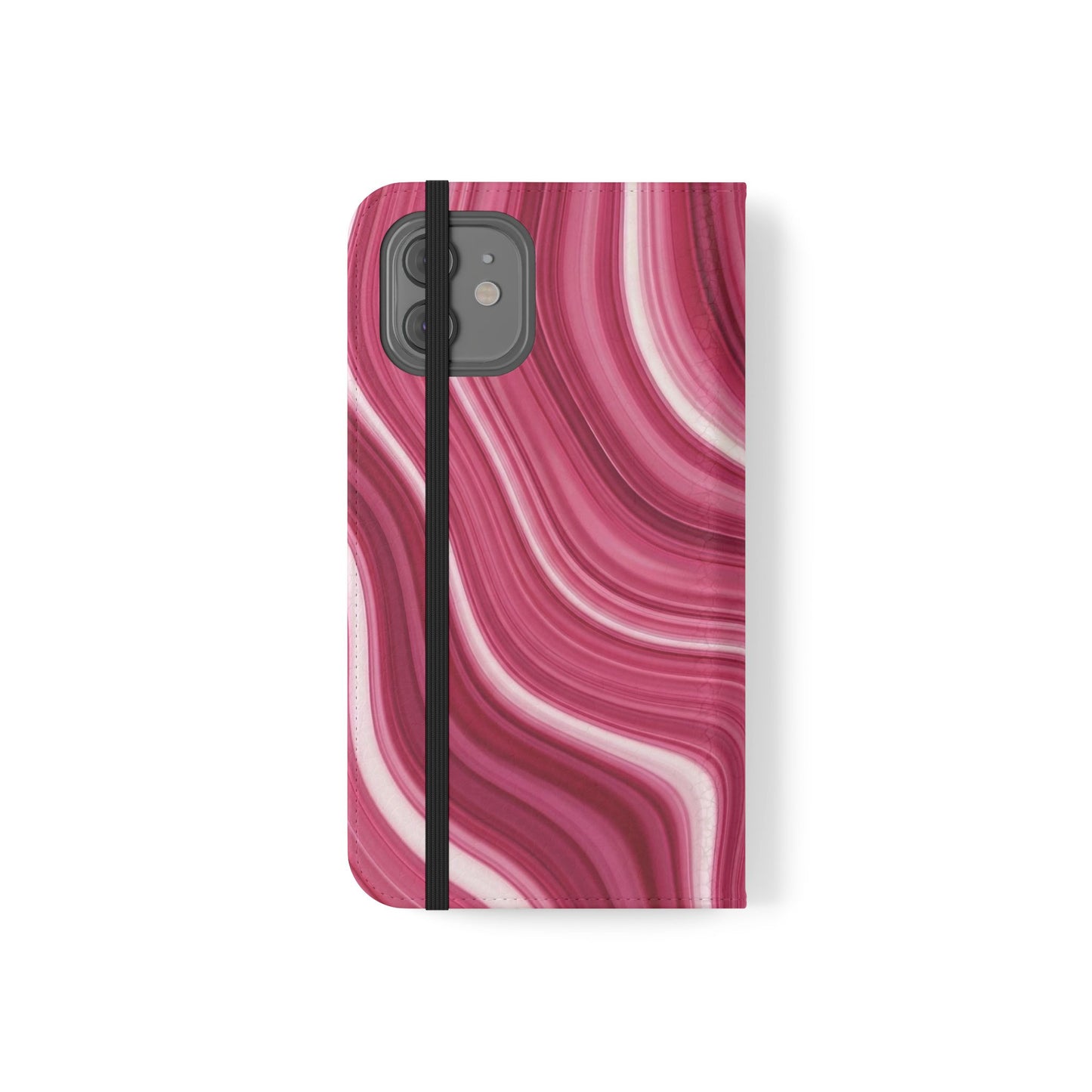 Pink Marble Swirl Flip Case — Wallet Phone Cover with Card Slots