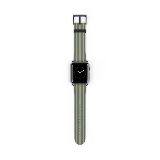 Striped Olive Green Watch Band — Durable Silicone Apple Watch Strap