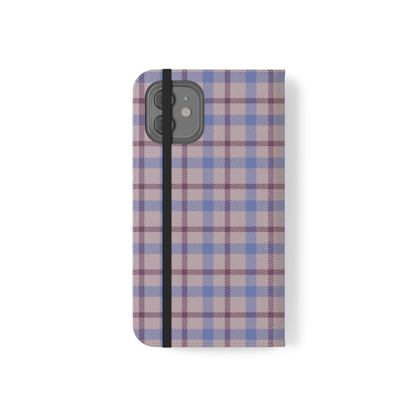 Tartan Flip Phone Case — Blue & Purple Plaid Wallet Cover