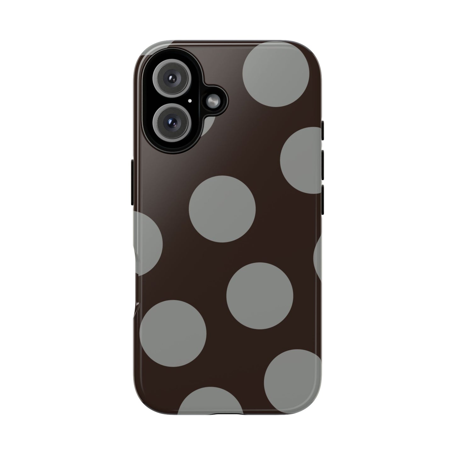 Polka Dot Tough Phone Case – Brown & Gray Retro Dot Protective Cover