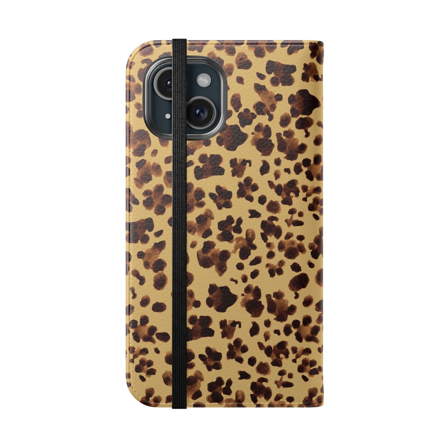 Leopard Print watercolour Flip Phone Case - Stylish Wallet Folio Cover with Card Slots