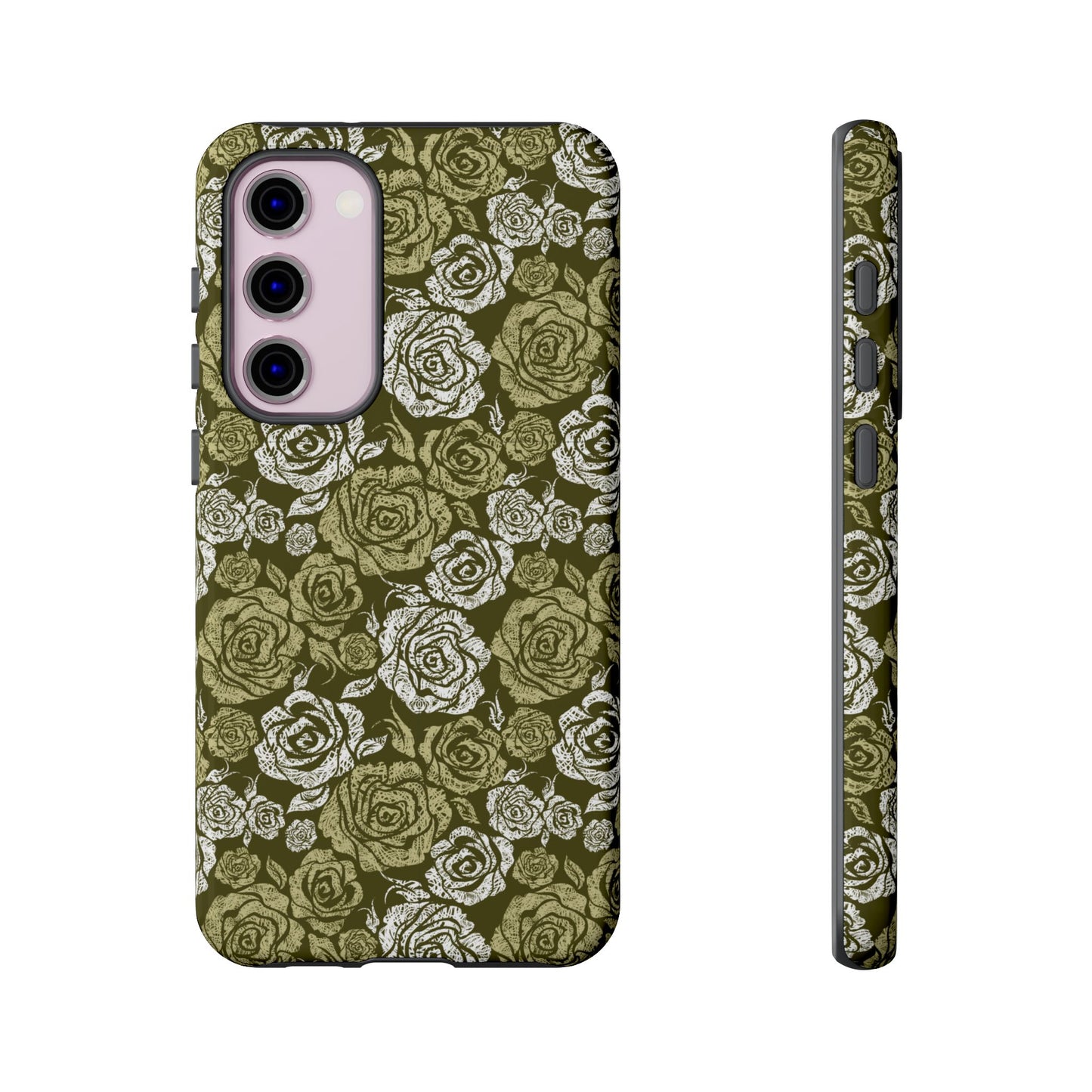 Floral Olive Rose Pattern Tough Phone Case