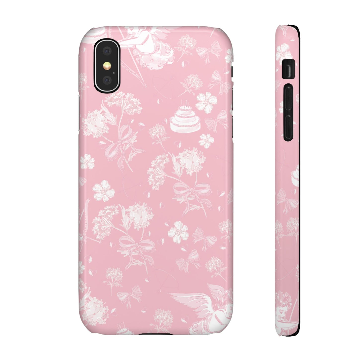 Pink Floral Slim Phone Case for Apple iPhone, Samsung Galaxy and Google Pixel.