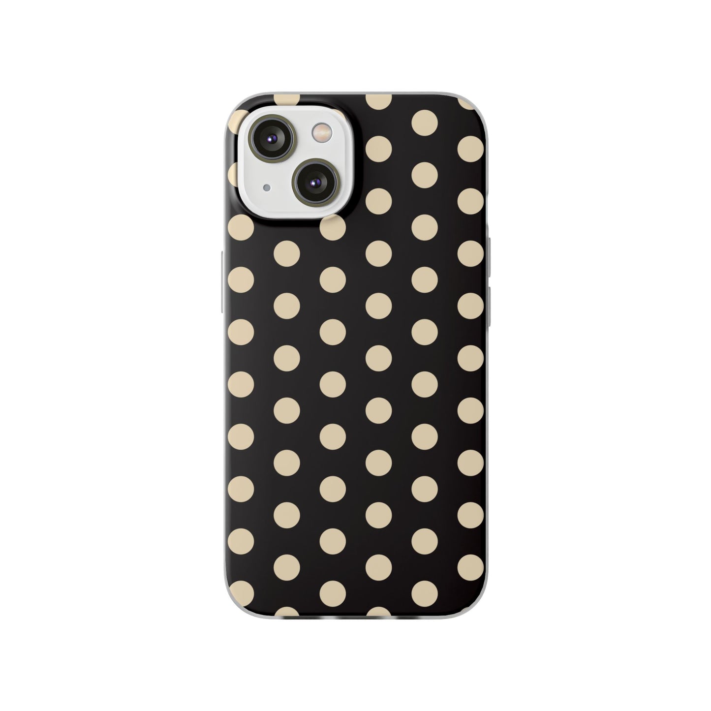 Black & Cream Retro Polka Dot Flexi Case for Apple iPhone, Samsung Galaxy.