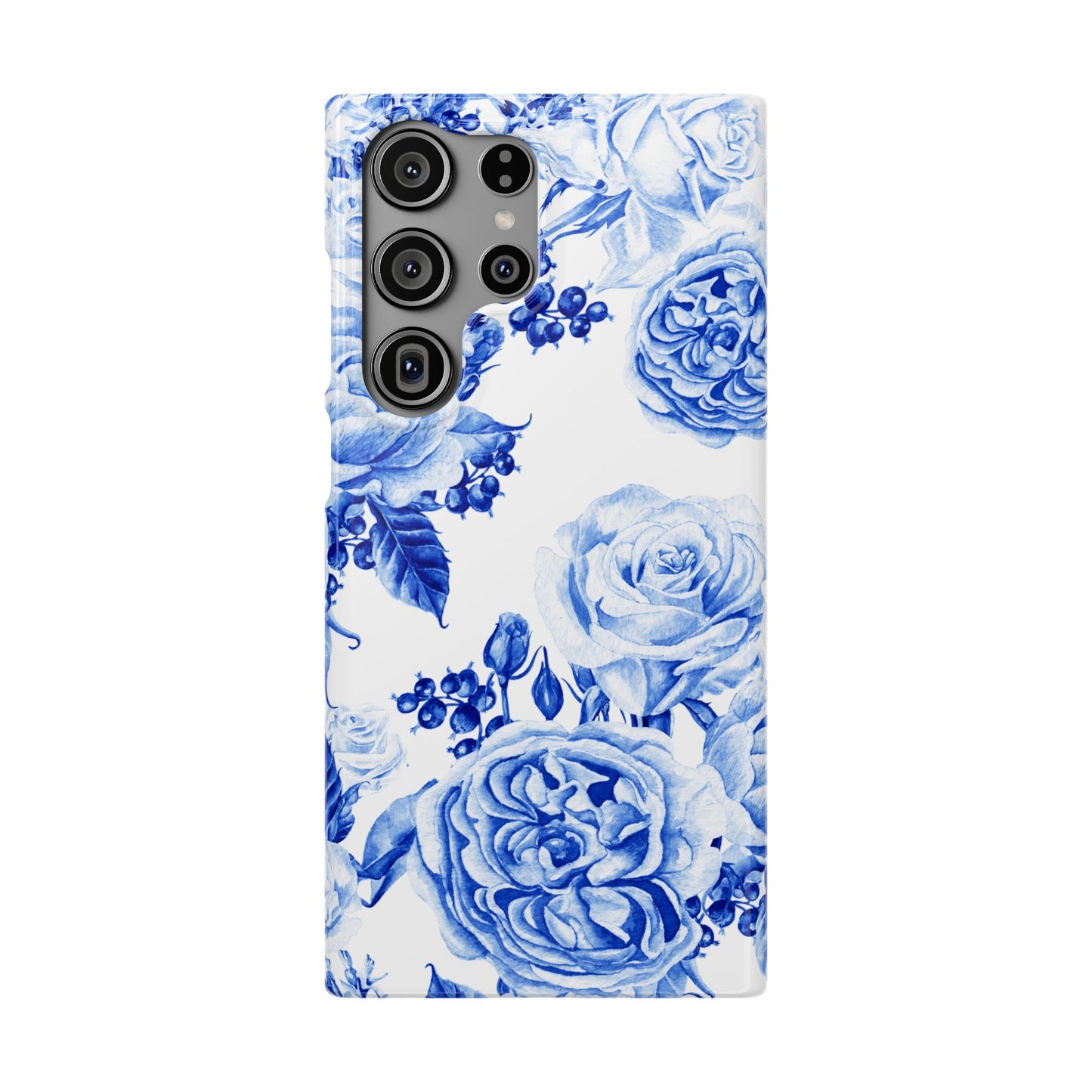 Blue Porcelain Floral Snap Phone Case — Vintage Rose Pattern