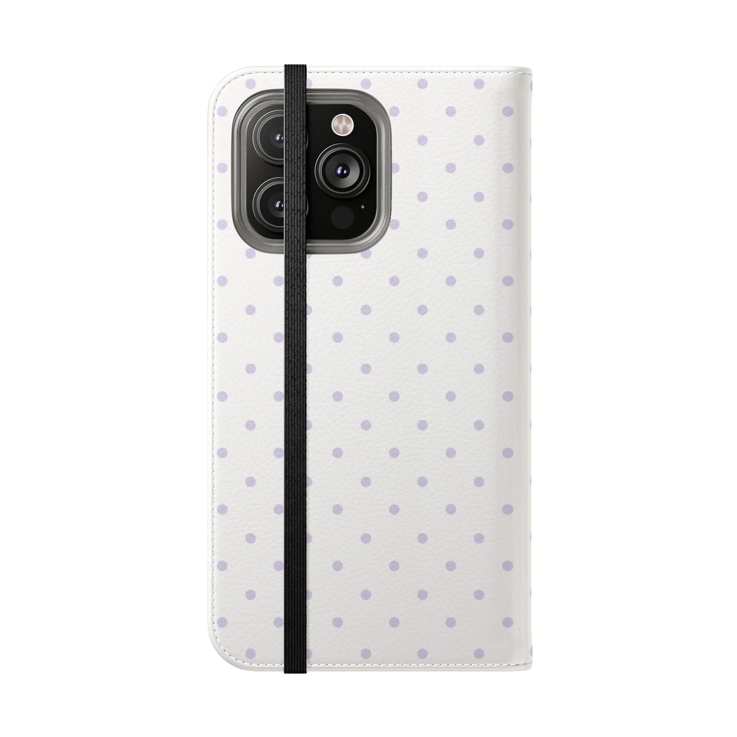 Polka Dot Flip Phone Case — White and Violet Polka Dot Wallet Cover