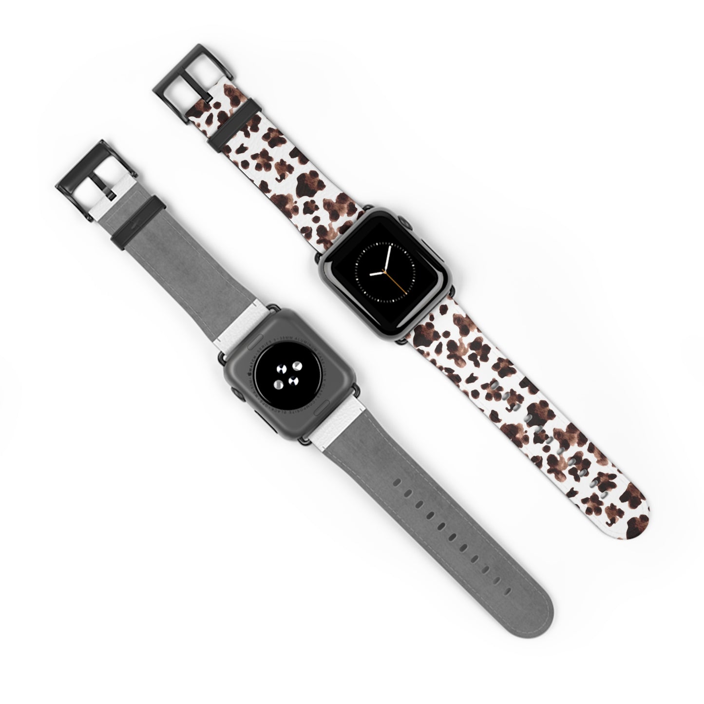 Leopard Print Leather Watch Band — Brown & White Patterned Strap for Apple Watch