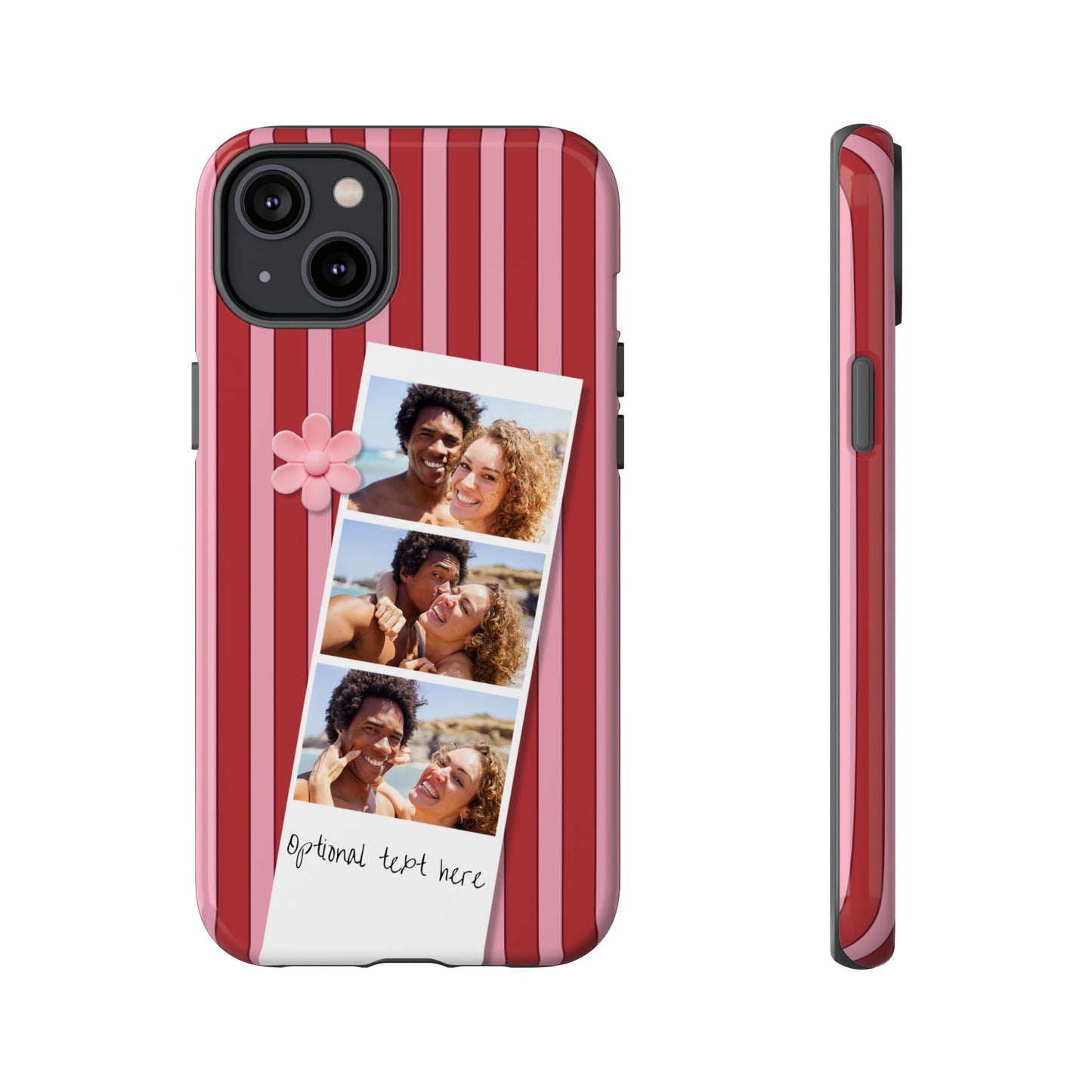 Customisable Three Photo Personalised Collage Tough Phone Case for Apple iPhone, Samsung Galaxy and Google Pixel.