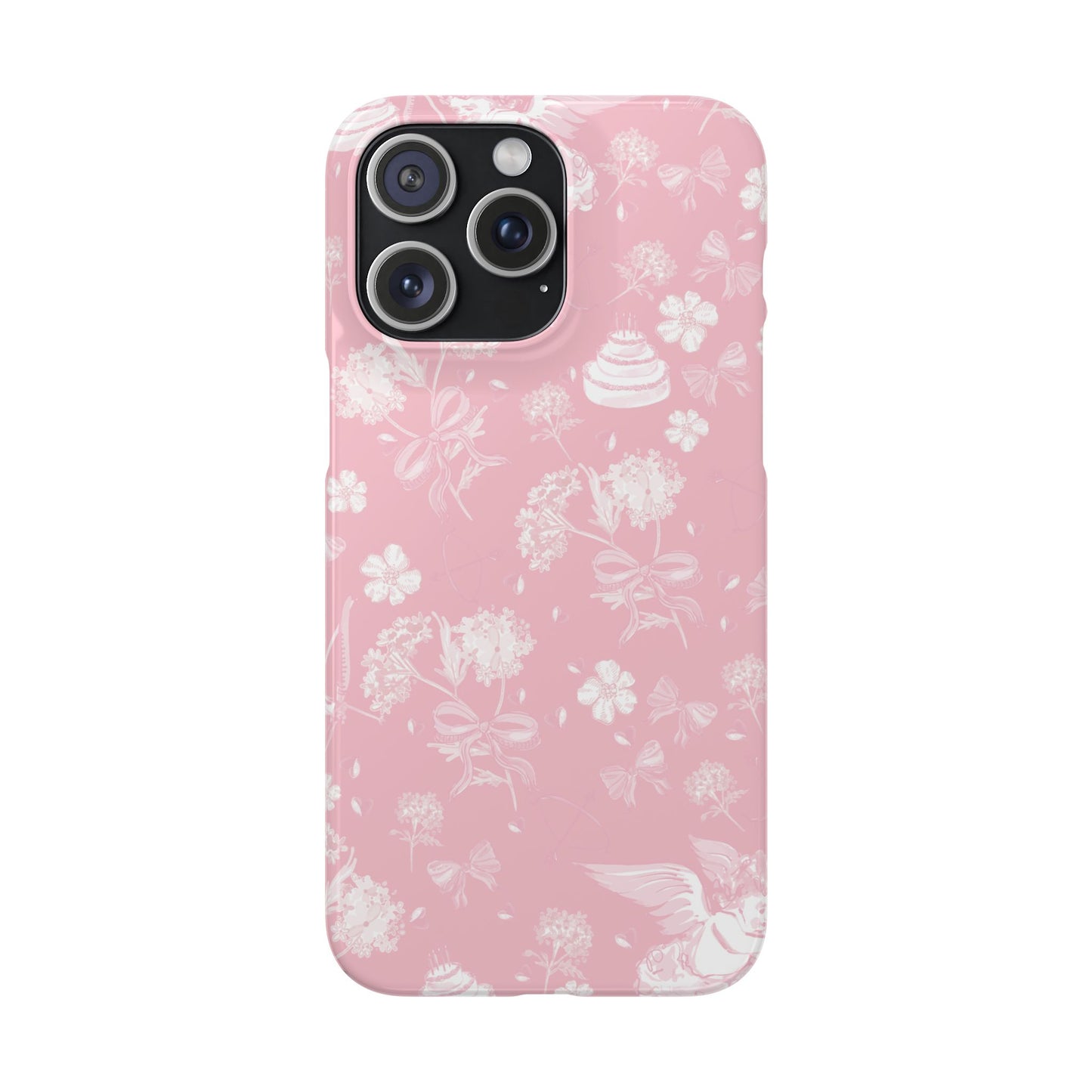 Pink Floral Slim Phone Case for Apple iPhone, Samsung Galaxy and Google Pixel.