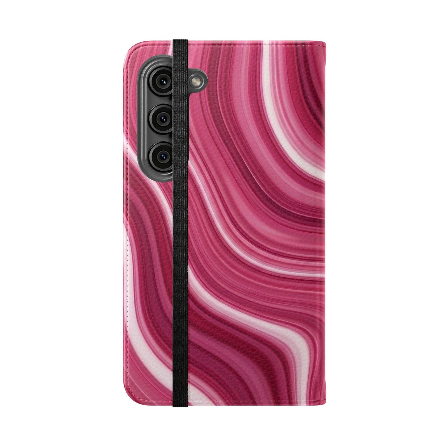 Pink Marble Swirl Flip Case — Wallet Phone Cover with Card Slots