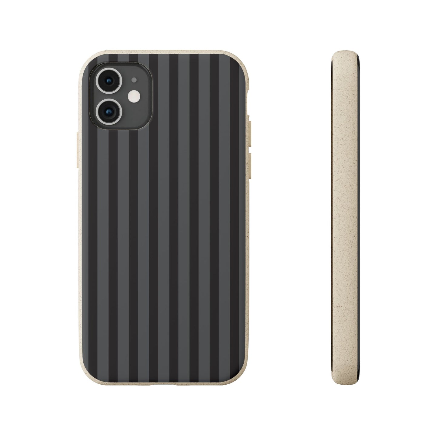 Biodegradable Black Vertical Stripe Phone Cover for Apple iPhone and Samsung Galaxy.