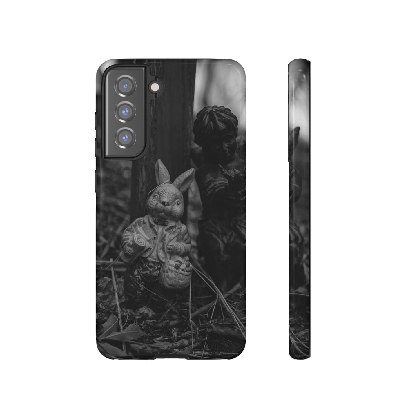 Vintage Gothic Bunny Tough Phone Case — Dark Garden Statue Protective Cover
